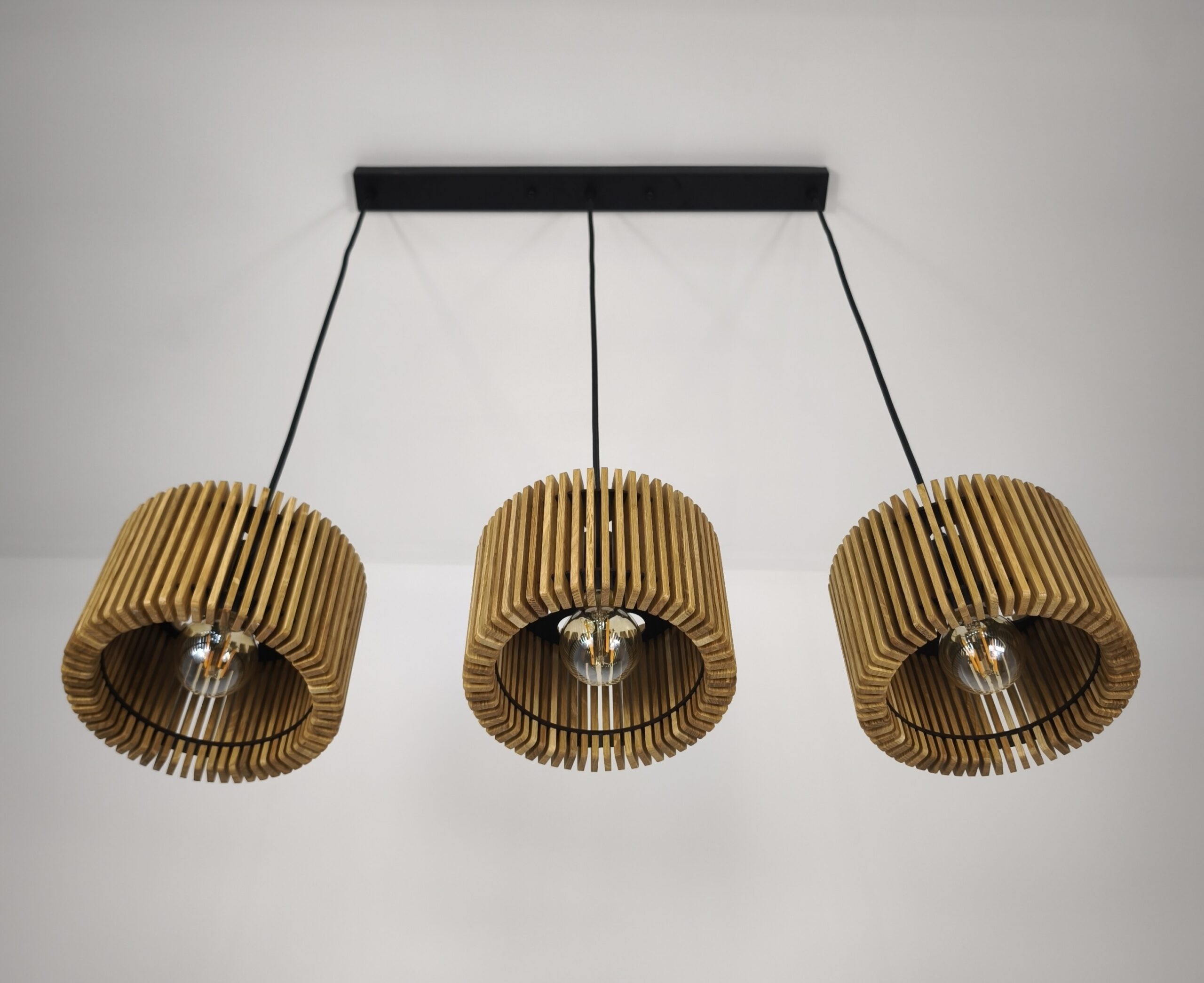 Lampa drewniana potrójna dębowa