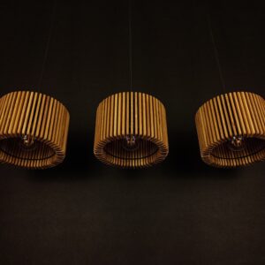 Potrójna lampa nad stolik dębowa wisząca